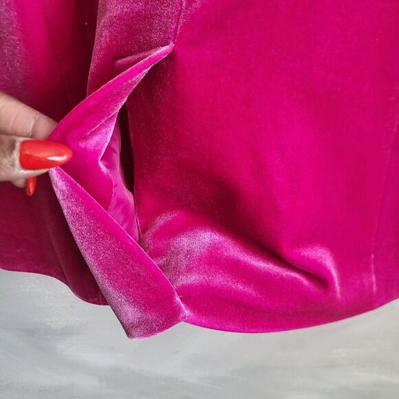 INC Bright Pink Sheen Oversized Blazer Velour Size XS - Picture 12 of 13